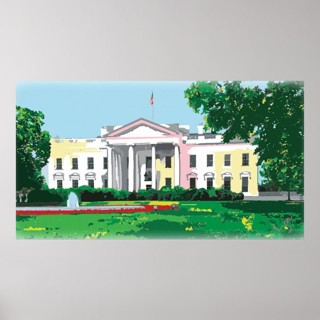 Weiße Haus - digitale Malerei der Washington DC Poster (Vorne)