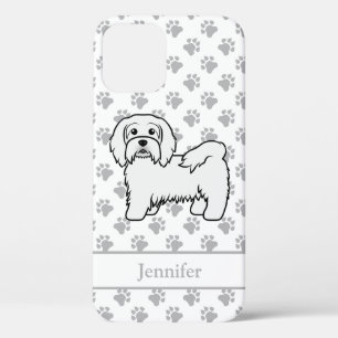 Weiße Havanese Cartoon-Hund-Illustration & Name Case-Mate iPhone Hülle
