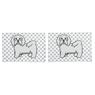 Weiße Havanese Cartoon-Hunde-Illustration Kissenbezug