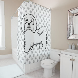 Weiße Havanese süße Cartoon-Hund-Illustration Duschvorhang
