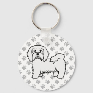 Weiße Havanese süße Cartoon-Hund-Illustration Schlüsselanhänger