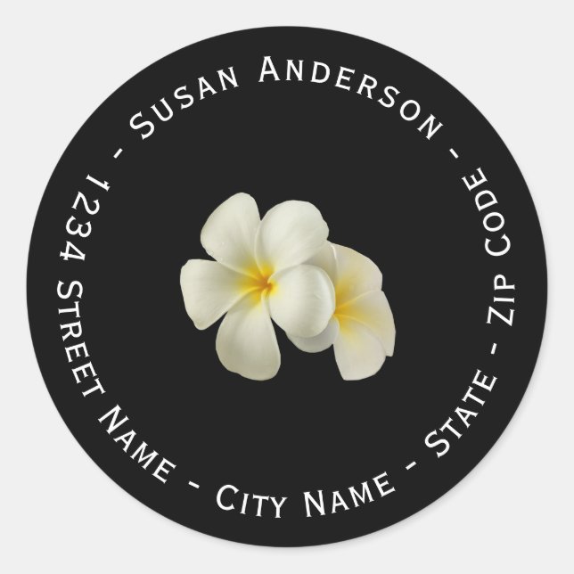 Weiße hawaiianische Blume geben das Adressetikett  Runder Aufkleber (Vorderseite)