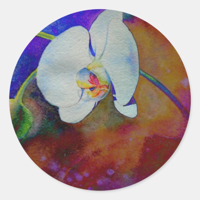 Weiße Hawaiianische Orchideenfarbe Runder Aufkleber (Vorderseite)