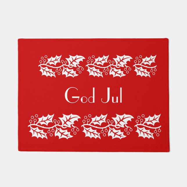 Weiße Heilige in rot - Gott Jul Fußmatte (Vorderseite)