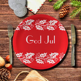 Weiße Heilige in rot - Gott Jul Pappteller
