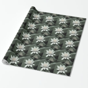 weiße hellrosa Lotoswasserlilien-Blume Geschenkpapier