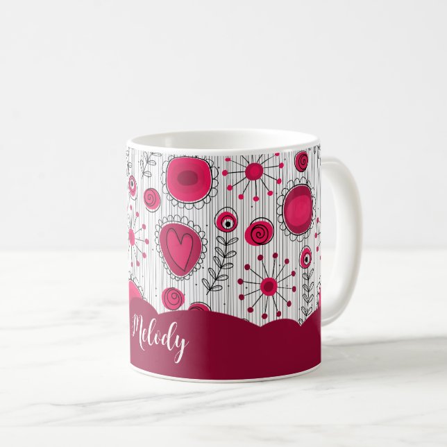 Weiße Herzchen Blume Blumenname Kaffeetasse (VorderseiteRechts)