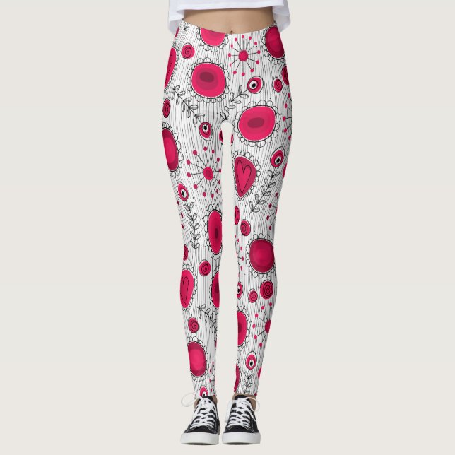 Weiße Herzchen Blume Blumenname Leggings (Vorderseite)