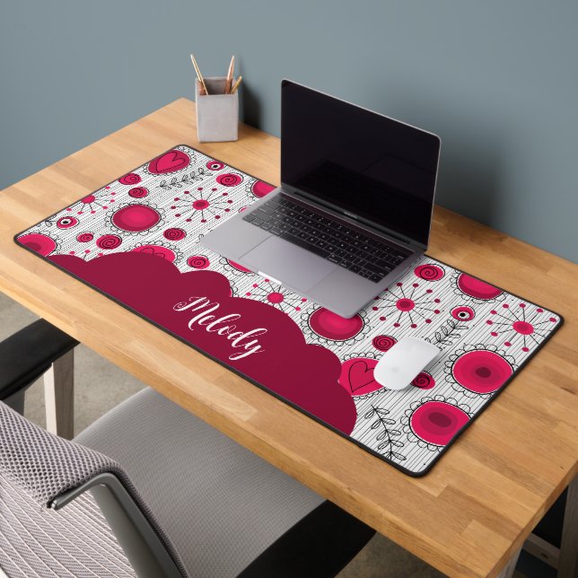Weiße Herzchen Blume Blumenname Schreibtischunterlage (Büro 2)
