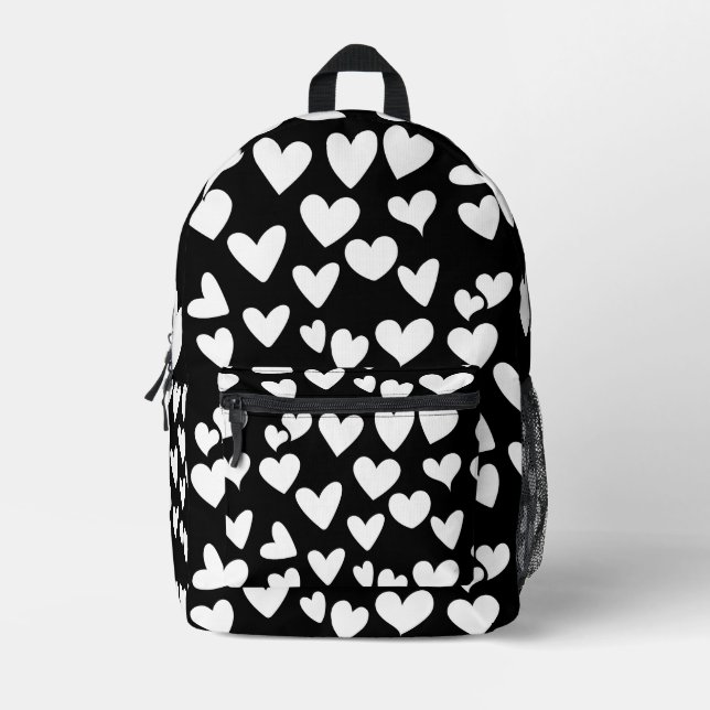 Weiße Herzen Bedruckter Rucksack (Vorderseite)