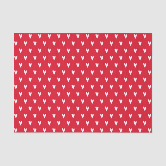 Weiße Herzen Muster Roter Romantik Seidenpapier (Vorderseite)