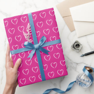 Weiße Herzen rosa Geschenkpapier