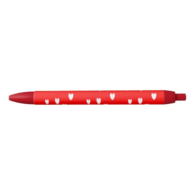 Weiße Herzmuster auf Rot Kugelschreiber (Vorderseite)