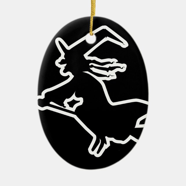 Weiße Hexe Keramik Ornament (Vorne)