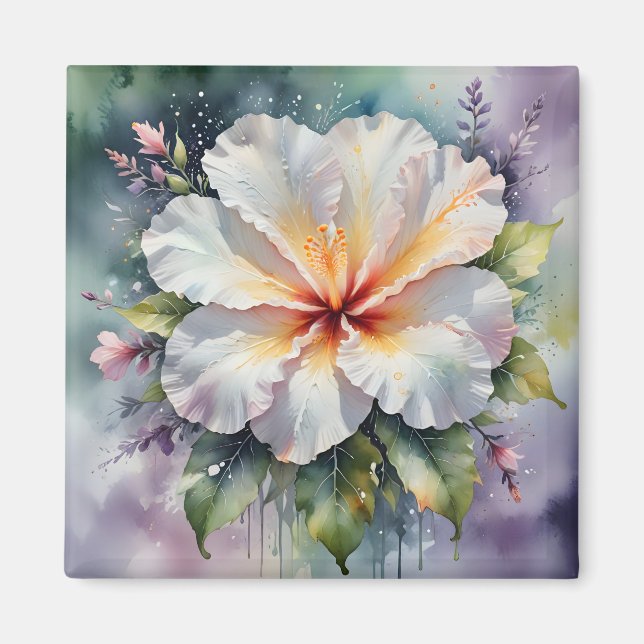 weiße Hibiskus-Traum-Magnet Magnet (Vorne)