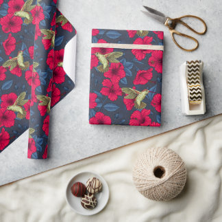 Weiße Hibiskus-Tropenblumenmuster Geschenkpapier