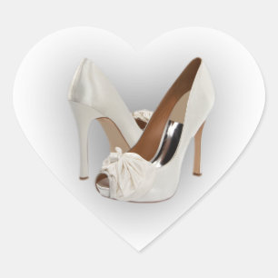 Weiße High Heels Herz-Aufkleber