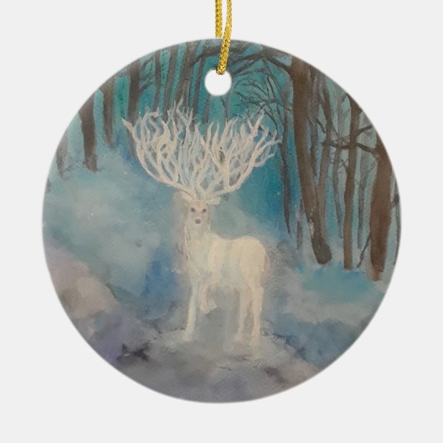 Weiße Hirsch-Keramik-Verzierung Keramik Ornament (Vorne)