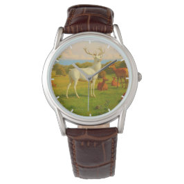 Weiße Hirsche im Freien Armbanduhr