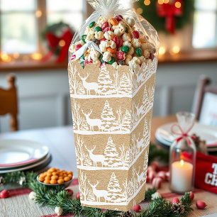 Weiße Hirsche und Bäume auf Bastelpapier sehen Wei Geschenkschachtel