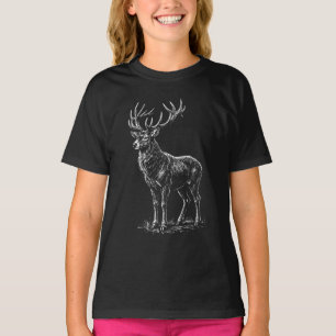 Weiße Hirschsilhouette mit Geweih T-Shirt