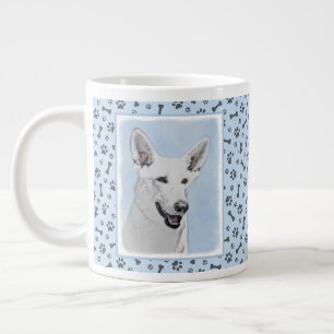 Weiße Hirtenmalerei - Niedliche Original Hundekun Jumbo-Tasse