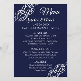Weiße Hochzeit der Knot Nautical Rope Menükarte