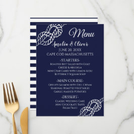 Weiße Hochzeit der Knot Nautical Rope Menükarte