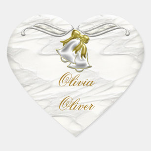 Weiße Hochzeit Herz-Aufkleber