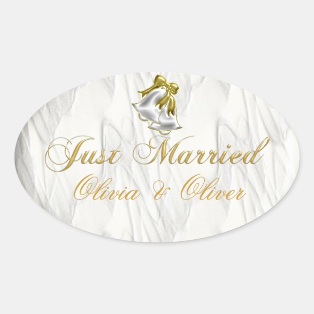 Weiße Hochzeit Ovaler Aufkleber (Vorderseite)
