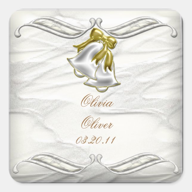 Weiße Hochzeit Quadratischer Aufkleber (Vorderseite)