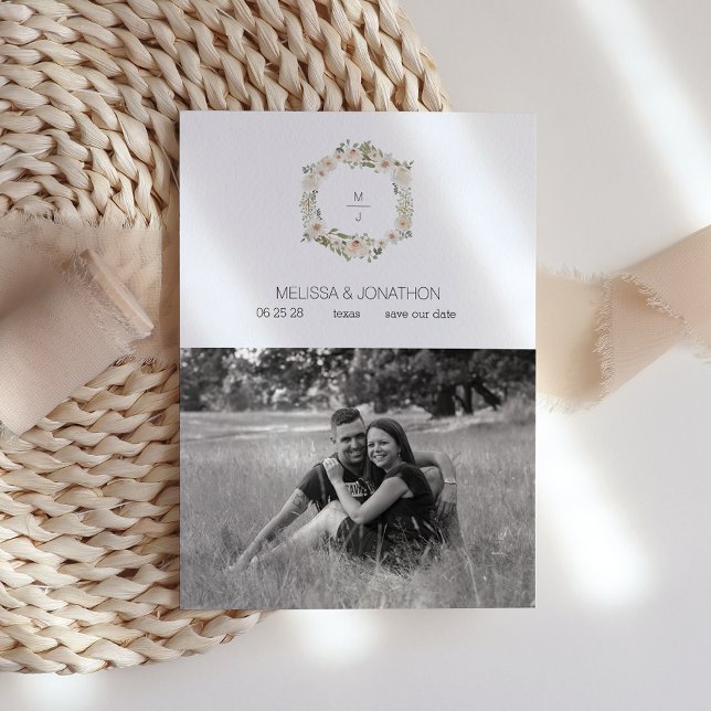 Weiße Hochzeitsflora - Elegantes Bild Save the Dat Save The Date (Von Creator hochgeladen)