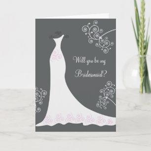 Weiße Hochzeitskleid auf schwarzen Brautjungfer-An Einladung