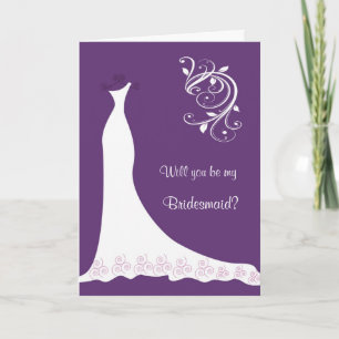 Weiße Hochzeitskleid, Wirbel auf lila Brautjungfer Einladung