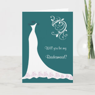 Weiße Hochzeitskleid, Wirbel auf Türkis Brautjungf Einladung