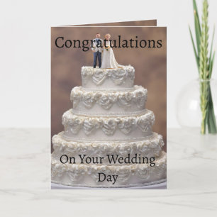 weiße Hochzeitskuchen mit Bridal-Paar, Karte