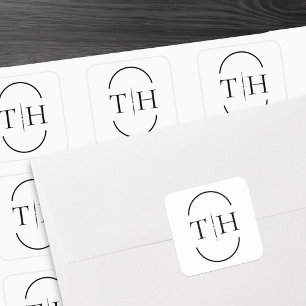 Weiße Hochzeitsmonogramm in ovalem Rahmen Quadratischer Aufkleber