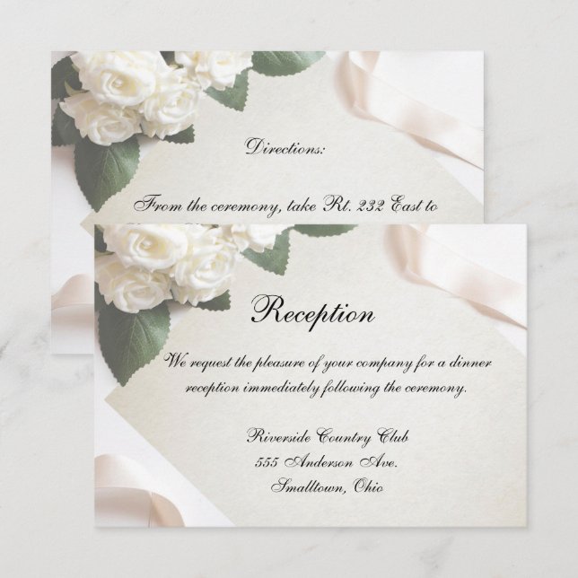 Weiße Hochzeitsvorlage für Empfang-Karten anpassen Einladung (Vorne/Hinten)