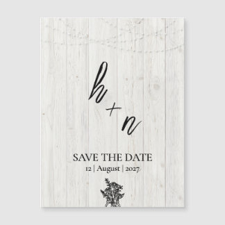 Weiße Holz Rettet das Datum Minimalistische Initia Magnetkarte
