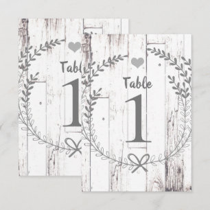 Weiße Holz-Rustikal-Hochzeit-Tisch-Nummer-Sitzplat Einladung