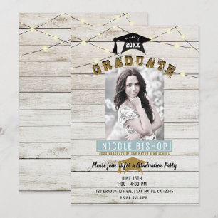 Weiße Holzspitzenlichter Abschlussfeier Einladung