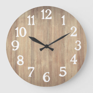 Weiße Holzziffern Holz Einfach Dekor Große Wanduhr