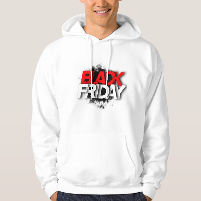 Weiße Hoodie mit fett "BLACK FRIDAY" (Vorderseite)