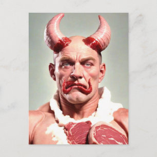 Weiße Horned Meat Man Postcard Postkarte