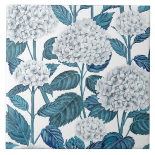 Weiße Hortensie Aquarell Fliese