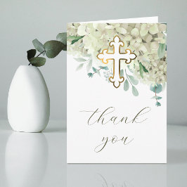 Weiße Hortensie Heiliges Kreuz Religiöse Dankeschö Karte