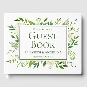 Weiße Hortensien Aquarell Hochzeit Gästebuch