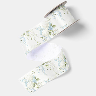 Weiße Hortensien Blaue Florale Brautparty Satinband