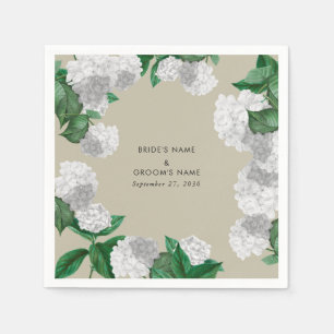 Weiße Hortensien-Blumen-Grün-Moderne Hochzeit Serviette