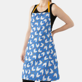 Weiße Hühner auf blau Schürze